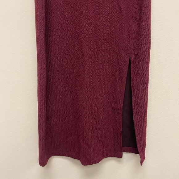 Silence + Noise Jodi Maroon Mock Neck Ribbed Bodycon Holiday Midi Dress SZ S - Picture 3 of 8